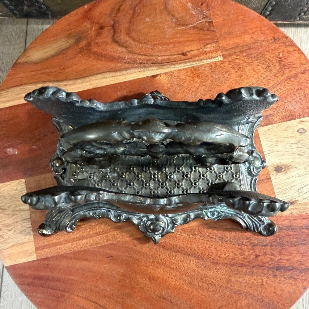 Vtg Brass Ornate Heavy Metal‎ 1961 A&M LEATHERLINES INC. NY Letter Napkin Holder - Picture 2 of 8